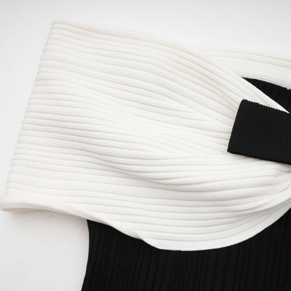 Angèle black offshoulder knitted mini dress