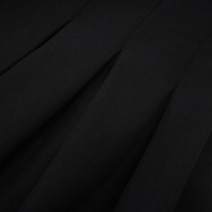 Angelica Black Mini Dress square neck open back sleeveless spaghetti straps pleated skirt 100% Polyester luxury quality elegance charm grace