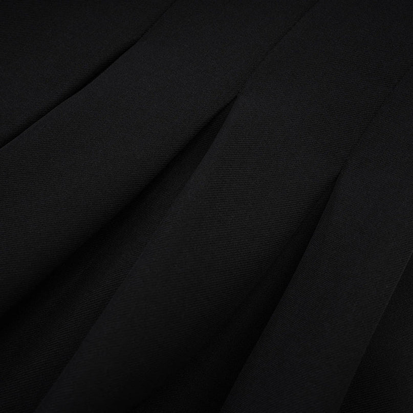 Angelica Black Mini Dress square neck open back sleeveless spaghetti straps pleated skirt 100% Polyester luxury quality elegance charm grace