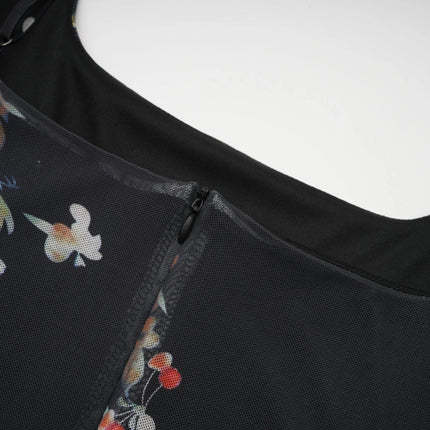 Angelica Black Floral Midi Dress Polyester Silk Spaghetti Straps Square Neck Sleeveless Modern Muse Day Evening
