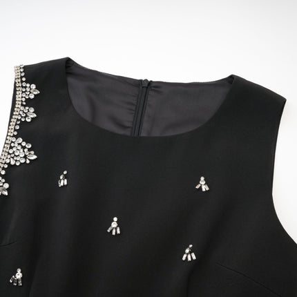 Angelina Black Cut-Out Crystal Embellished Dress