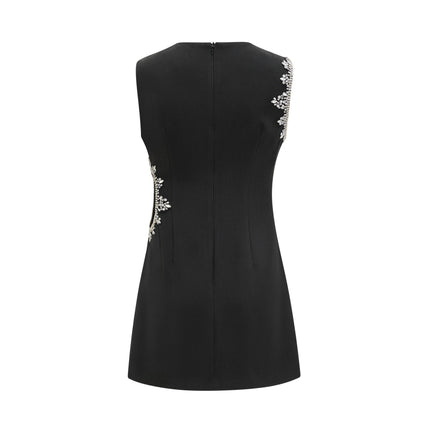 Angelina Black Cut-Out Crystal Embellished Sleeveless Dress