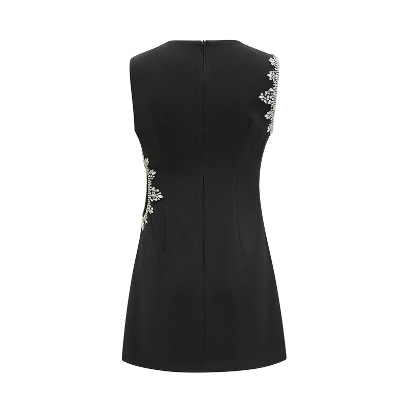Angelina Black Cut-Out Crystal Embellished Sleeveless Dress