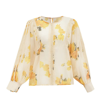 Angelina Yellow Midi Dress Blouse Skirt Set
