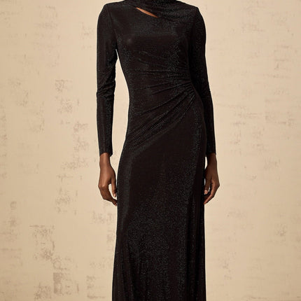 Angioletta Black Maxi Dress with Rhinestone Embellishments