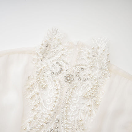 Angioletta White Lace Maxi Dress Embellished
