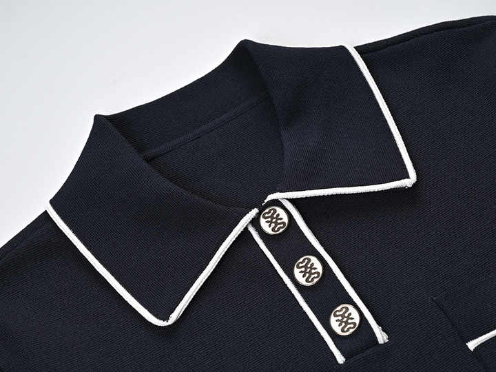 Anita Black Polo Top with Pleated Skirt
