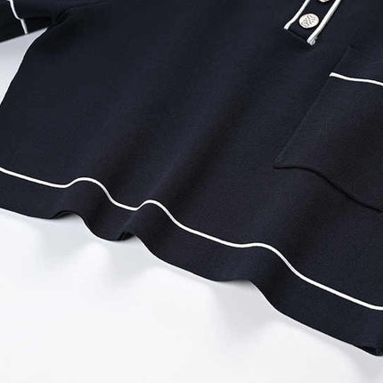 Anita Black Polo Top with Pleated Skirt