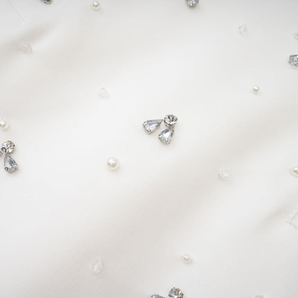 Anna White Off-shoulder Mini Dress Crystal Detailing