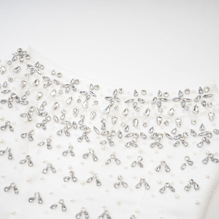 Anna White Off-shoulder Mini Dress Crystal Detailing