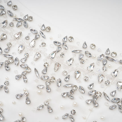 Anna White Off-shoulder Mini Dress Crystal Detailing