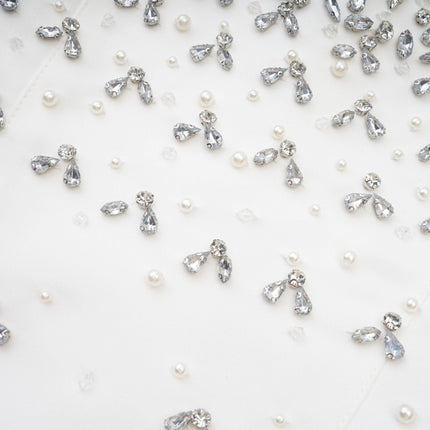 Anna White Off-shoulder Mini Dress With Crystal Detailing