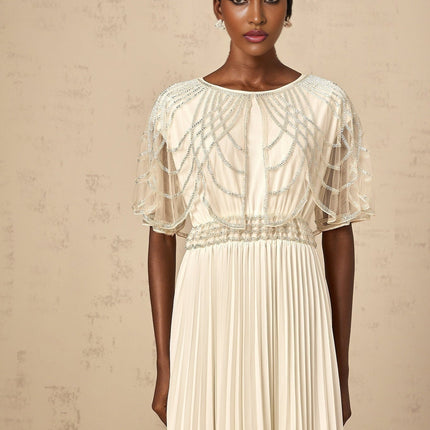 Annabelle White Maxi Dress with Crystal Embellishments