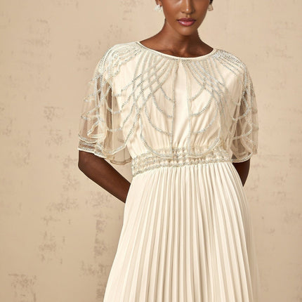Annabelle White Maxi Dress with Crystal Embellishments