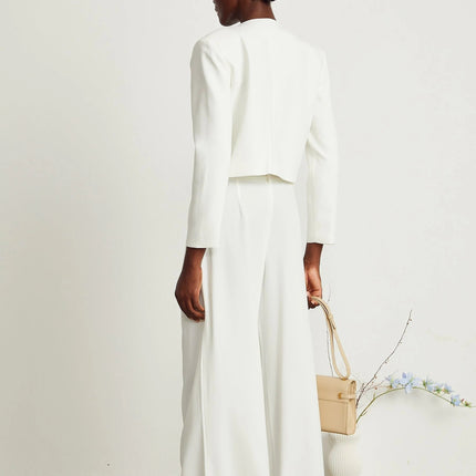 Annalee White Crystal Embellished Jacket Trousers Matching Set