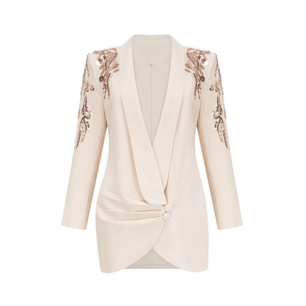 Annalisa Neutrals Blazer with Crystal Embellishments and Sequined Detailing