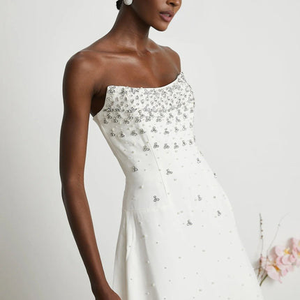 Annalisa White Maxi Dress with Glamorous Embellishments