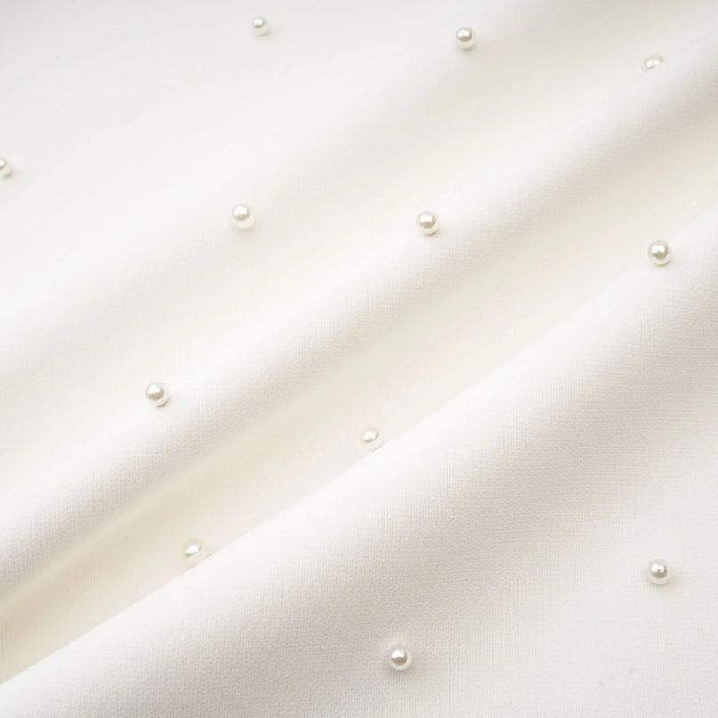 Annalisa White Maxi Dress with Pearl and Crystal Embellishments