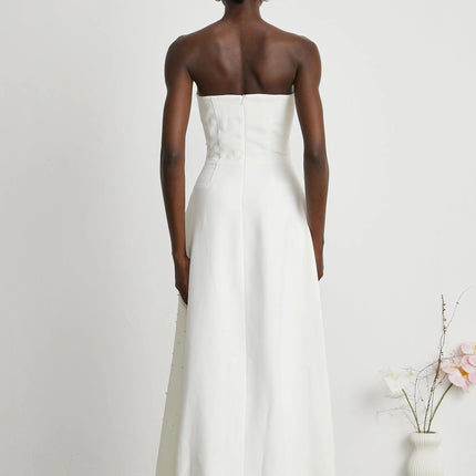 Annalisa White Maxi Dress with Embellishments