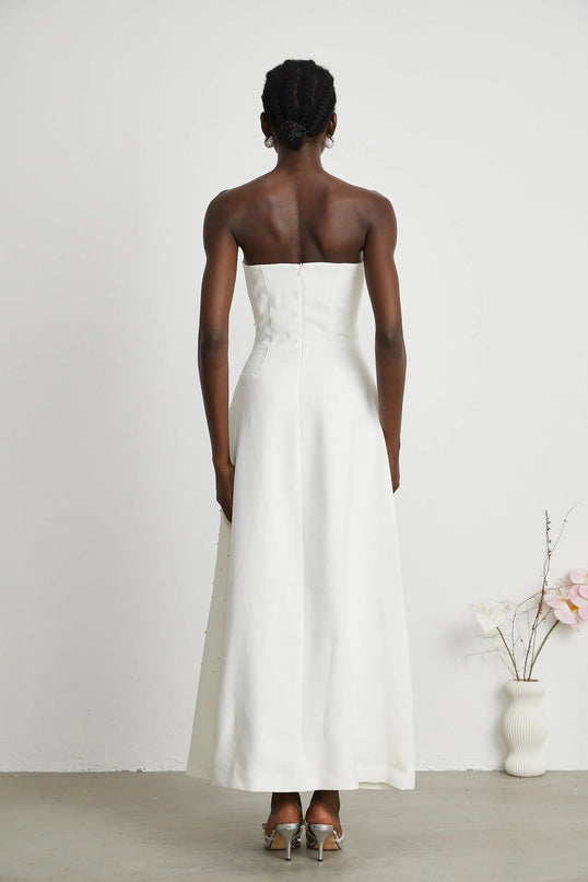 Annalisa White Maxi Dress with Embellishments
