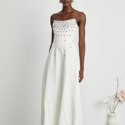 Annalisa White Maxi Dress with Glamorous Embellishments