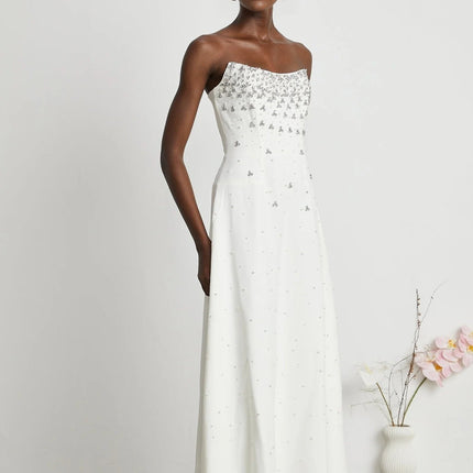 Annalisa White Maxi Dress with Glamorous Embellishments