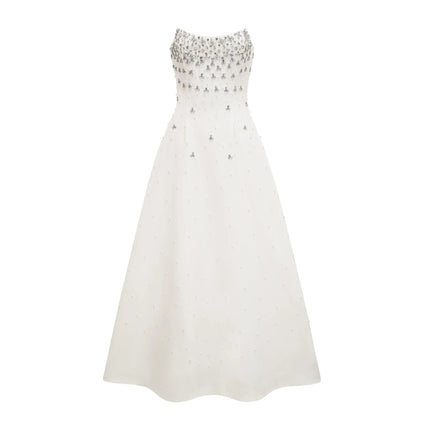Annalisa White Maxi Dress with Glamorous Embellishments