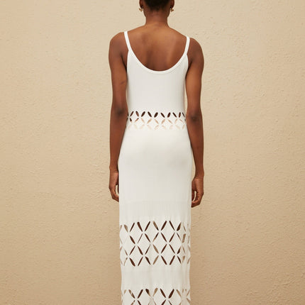 Annamaria White Maxi Dress with Cut-Out Design and Flared Hem
