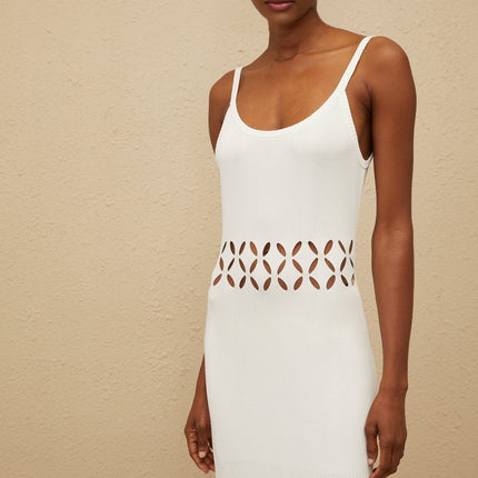 Annamaria White Maxi Dress with Cut-Out Design and Flared Hem