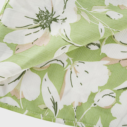 Annetta Green Floral Midi Dress with Crystal Embellishments V-Neckline and Front Slit