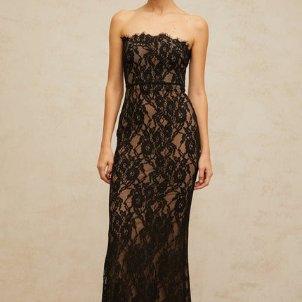 Annie Black Lace Mermaid Maxi Dress with Off-the-Shoulder Design