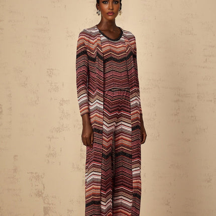 Annie Red Striped Knit Open Front Maxi Cardigan
