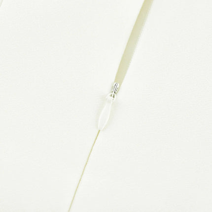 Annie White Pleated Square Neckline Midi Dress