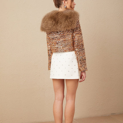 Annunziata Gold Accented Fox Fur Jacket