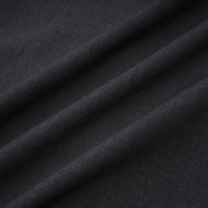 Antonietta Mini Dress in Medium Grey Wool Terylene Feather Trim Crystal Buttons