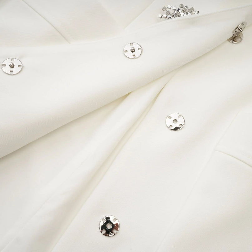 Antonietta White Mini Dress with Front Button Detailing and Long Sleeves