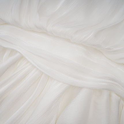 Antonina White Pleated Layered Mini Dress Terylene Fiber Balloon Sleeves Glitter Detailing Front Tie Fastening Chic Mini Length