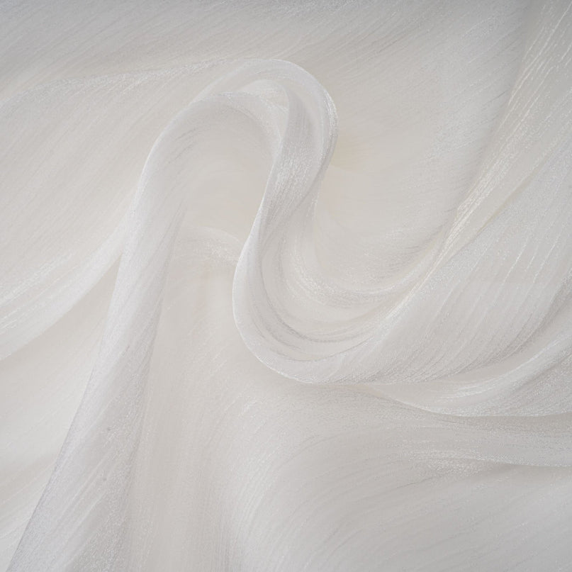 Antonina White Pleated Layered Mini Dress with Balloon Sleeves and Glitter Detailing