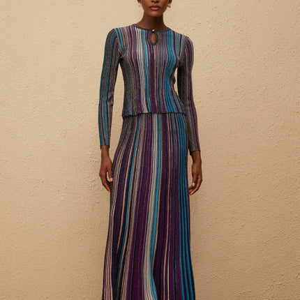 Aphrodite Blue Glitter Pleated Knit Matching Set