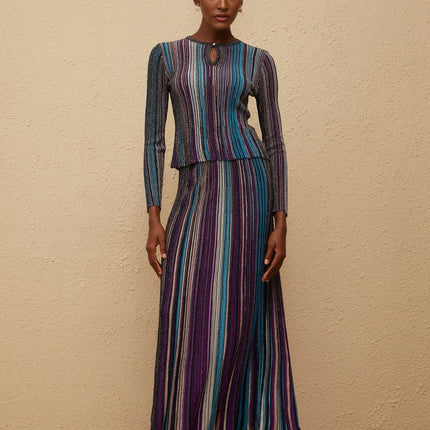 Aphrodite Blue Glitter Pleated Knit Matching Set