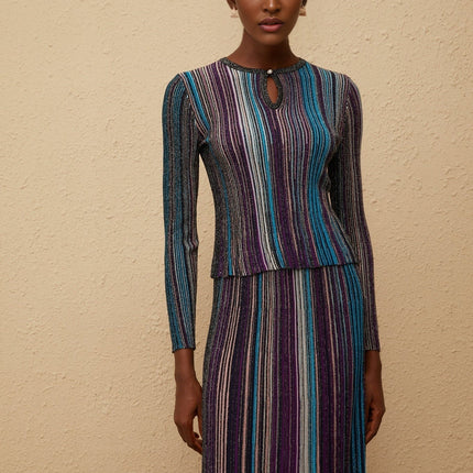 Aphrodite Blue Glitter Pleated Knit Matching Set