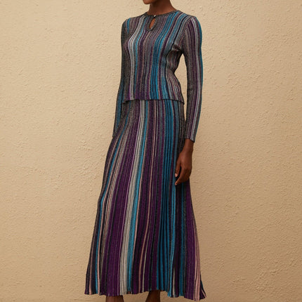 Aphrodite Blue Glitter Pleated Knit Matching Set