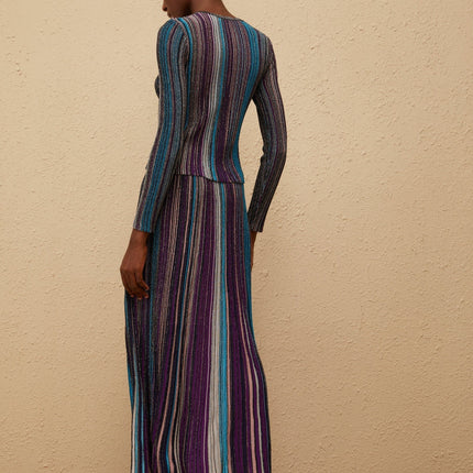 Aphrodite Blue Glitter Pleated Knit Matching Set