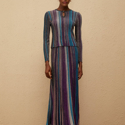 Aphrodite Blue Glitter Pleated Knit Matching Set