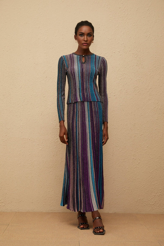 Aphrodite Blue Glitter Pleated Knit Matching Set