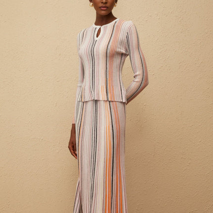 Aphrodite Neutral Glitter Pleated Knit Matching Set in Neutrals