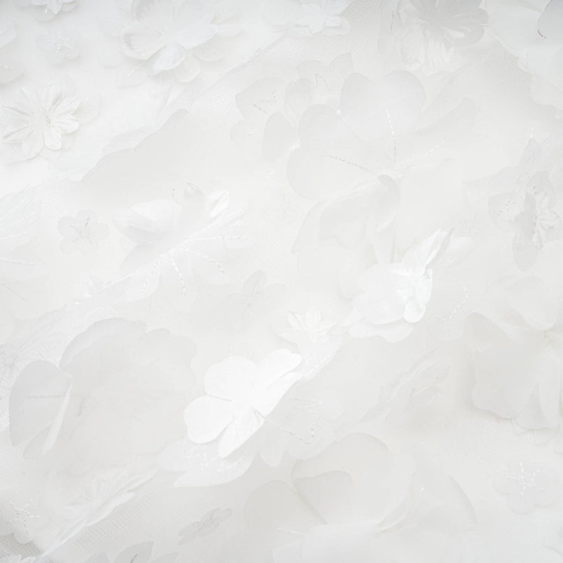 Apolline white fauxflower mini dress