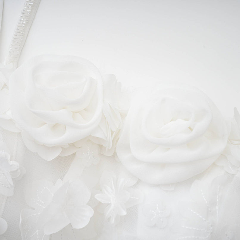 Apolline white fauxflower mini dress