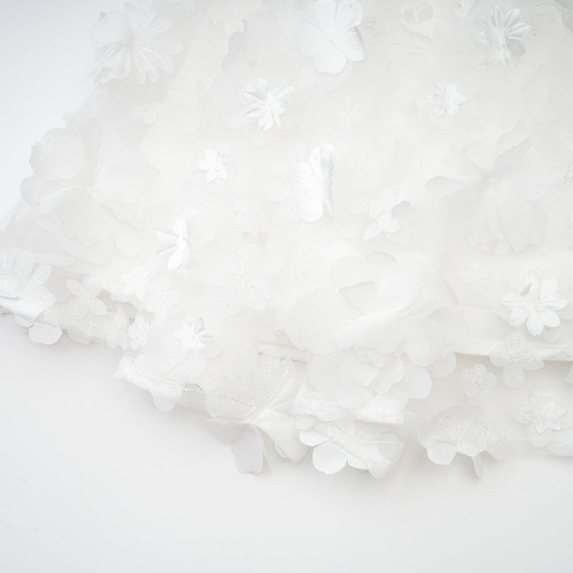 Apolline white fauxflower mini dress