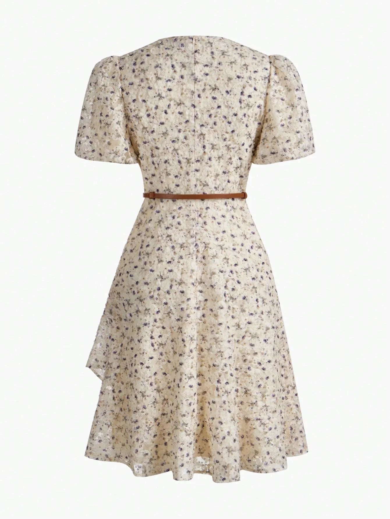 APPLIQUES RUFFLE HEM DRESS